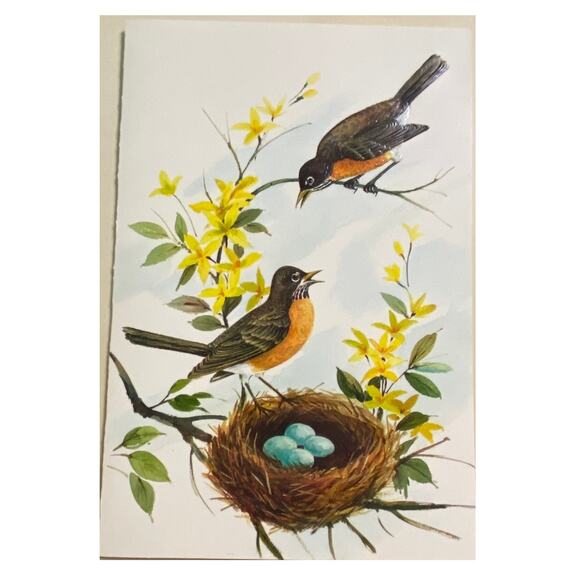 Lot 3 Vtg MCM Birthday Card USA 1970s Embossed Cardinal Bird Winged Classic - Picture 3 of 15